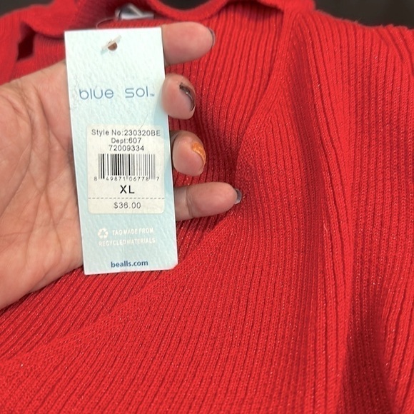 BLUE SOL METALLIC THREAD SWEATER SZ XL CAREER EVERYDAY DATE NIGHT HOLIDAY - Picture 8 of 8